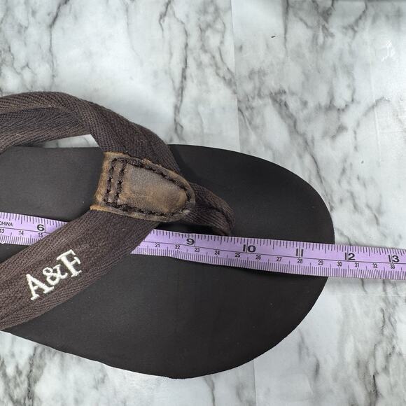 Abercrombie & Fitch Vintage Mens Brown Canvas Leather A&F Flip Flops US 11 - Picture 5 of 5